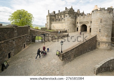 STIRLING, SCOTLAND, UK - 9 MAY 2015: visitors entering Stirling Castle