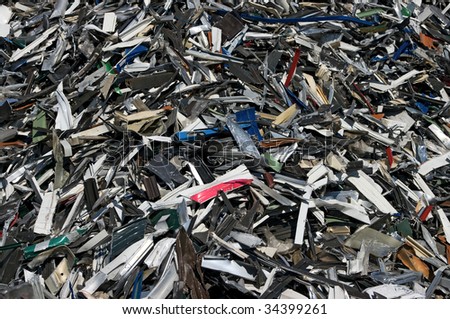 A big pile of aluminum strips for recycling