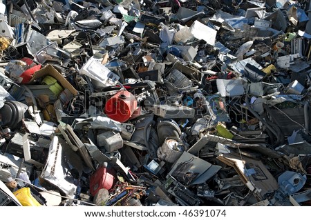 A mix of computer parts and junk for metal and plastic recycling