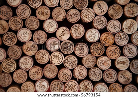 Background made with wine corks with dates