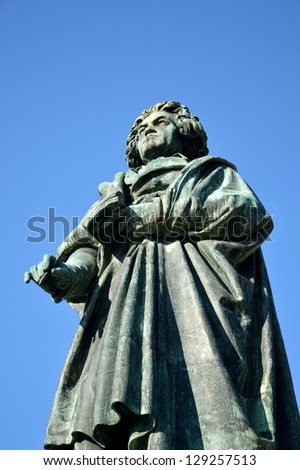BONN, GERMANY - FEBRUARY 20: Beethoven Monument in Bonn, Germany. Sculpture made by Ernst HÃ?Â¤hnel in 1845 has become a symbol of Bonn.