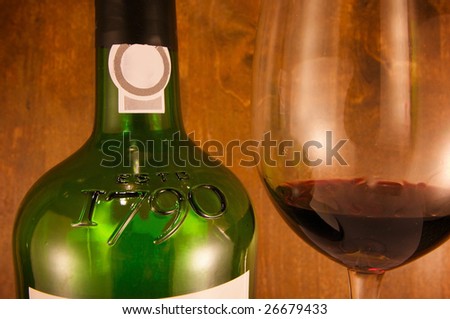 Fine wine bottle and glass