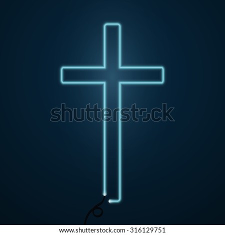 neon cross, glowing cross, religion, Christianity, Jesus