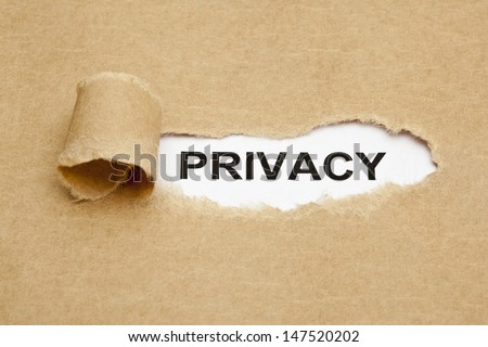 The word Privacy appearing behind torn brown paper.