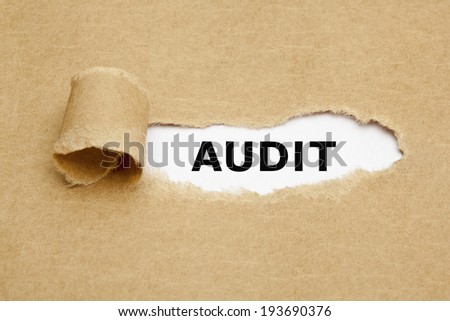 The word Audit appearing behind torn brown paper.