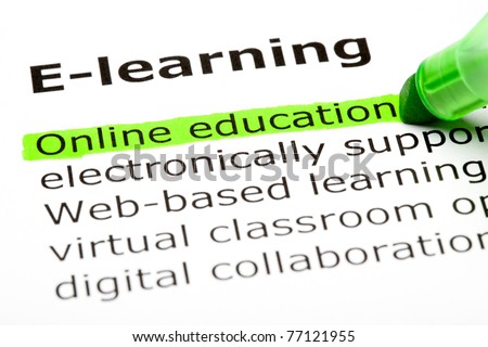 Online education highlighted in green, under the heading E-learning.