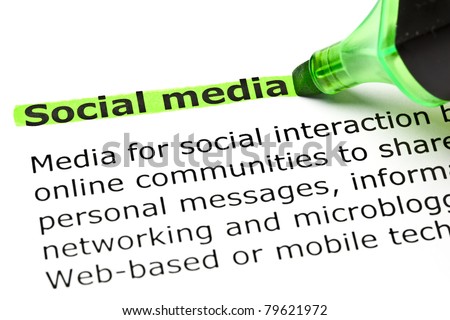 Definition of Social Media highlighted with green marker.