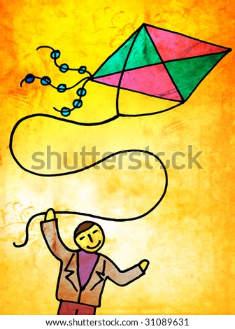 abstract men with kite