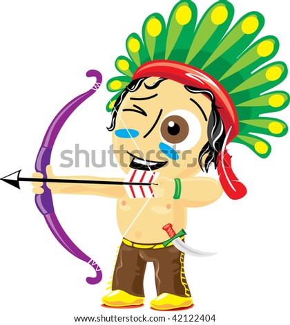 Collection Cartoon Personage. Indian. Stock Vector Illustration