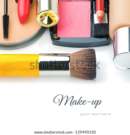 Colorful make-up products isolated over white