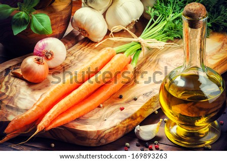 Fresh organic carrots in cooking setting