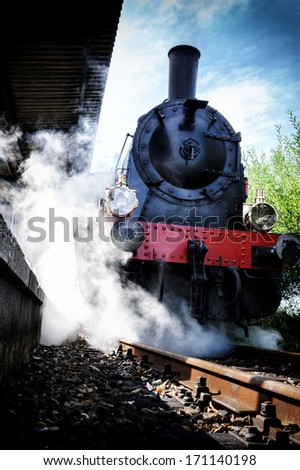 Historical Steam Engine Train In Motion