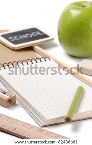 Set of school stationery produced from ecological materials