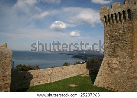 Populonia, Tuscany, the tower panoramic view of the Thyrrenian Sea