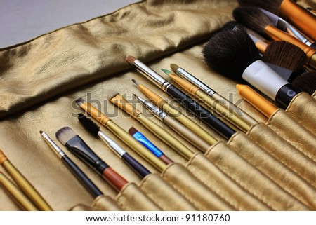 set of professional cosmetic brushes, make up brushes