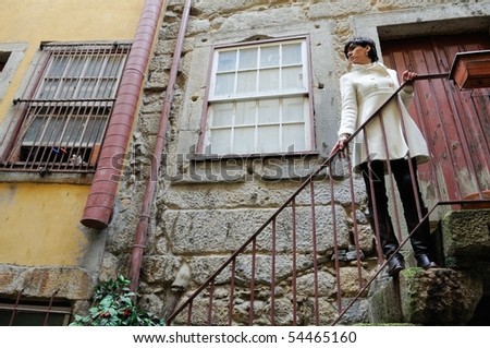 Woman on stairs