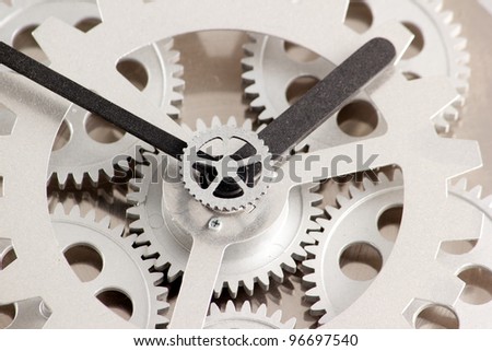 Closeup of gears from clock works