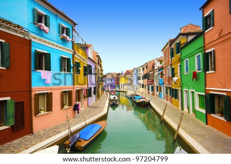 Venice, colorful Burano island, Italy