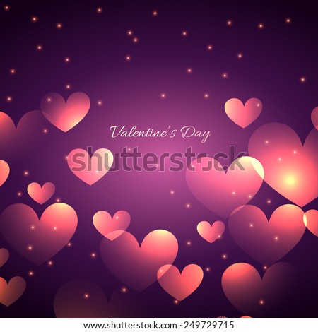 vector valentine day beautiful hearts in purple background