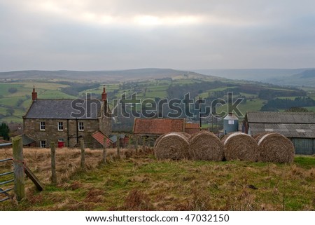 Scenery view of a farm in Yorkshire England UK