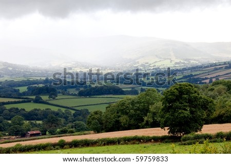 Mountain rain in Brecon Beacons National Park Wales UK