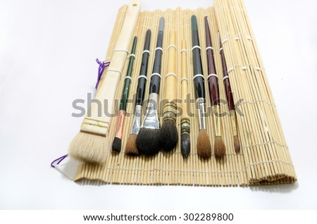 Watercolor brushes with natural bamboo brush holder