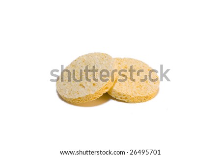 two makeup sponges isolated on white background