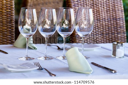 Ready table in the restaurant for the guests