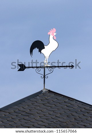 Wind cock direction on blue sky