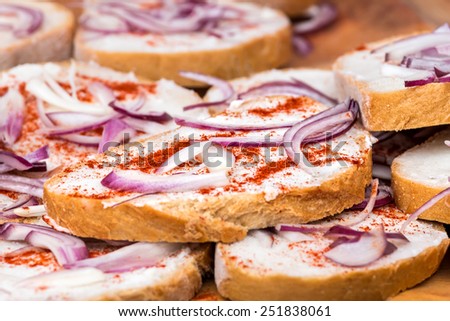 Traditional hungarian food,fat,onion and bread