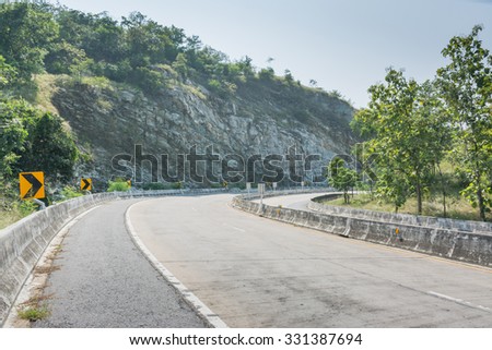 The road to mountain in Utaithanee province Thailand