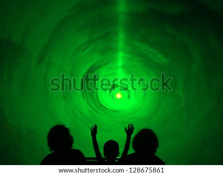 Ride through the light tunnel in Gardaland amusement park, Italy