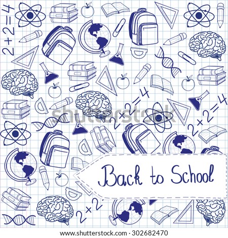 Back to school pattern on white background