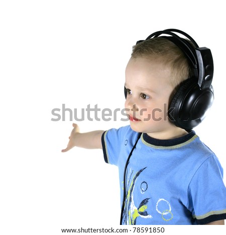 Little DJ boy on a white background