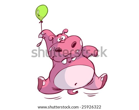 Cartoon Pink Hippo