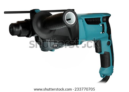 professional rotary hammer with a drill on white background