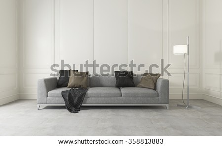 3d rendering white clean room with comfortable sofa