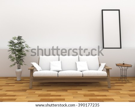 3d rendering minimal style room with vintage style bench