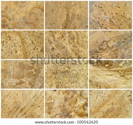 Twelve Natural Limestone Background or textures. The real color. Without saturation of colors.