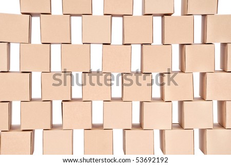 Cardboard boxes.Pyramid from boxes on white background