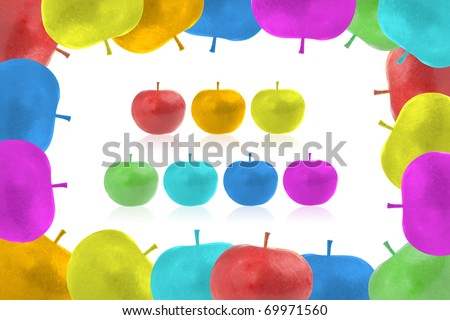 Framework from color apples. Seven color apples