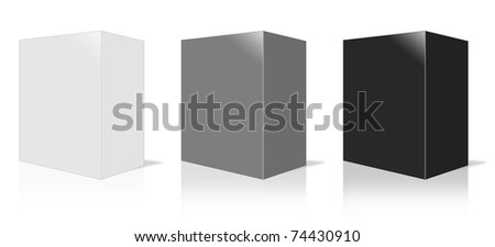 Software Package Box. It is three-dimensional box on white background.