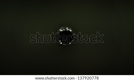 Bullet hole: broken or Shattered glass on black