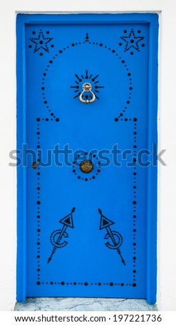 Andalusian style Blue door from Sidi Bou Said in Tunisia. Large resolution
