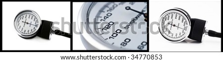 Collage of sphygmomanometer close up photos (isolated). Full-size images can be found in my portfolio