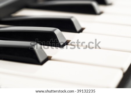 Black and white - Piano keyboard closeup (shallow DOF)