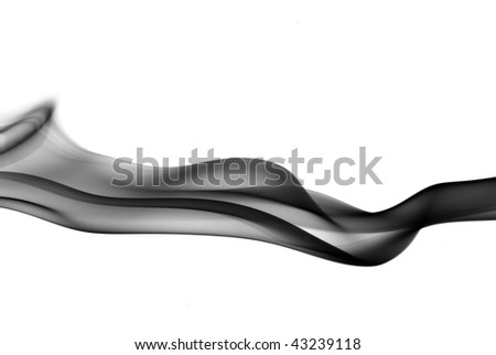 Abstract horizontal smoke wave over the white background