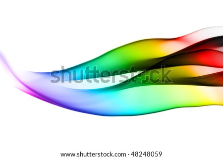 Gradient colored puff of fume abstract over white background