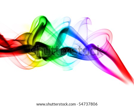 Gradient colored fume abstract shapes over white background