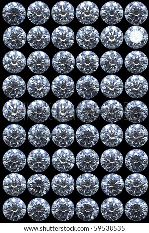 Collection of top views of diamonds with different lighting settings and reflections. Other parts are in my portfolio